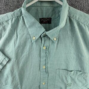 VTG Paul & Shark Short Sleeve XL Button-Down Italy All Cotton Green Pocket Solid